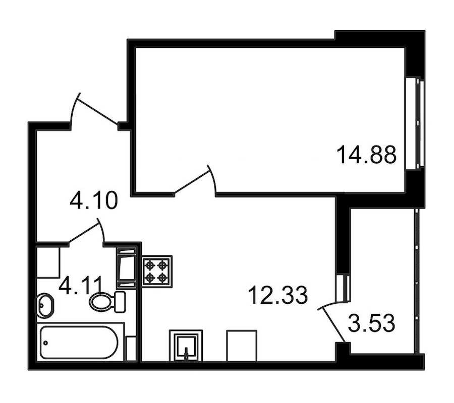 Однокомнатная квартира в : площадь 38.95 м2 , этаж: 14 – купить в Санкт-Петербурге